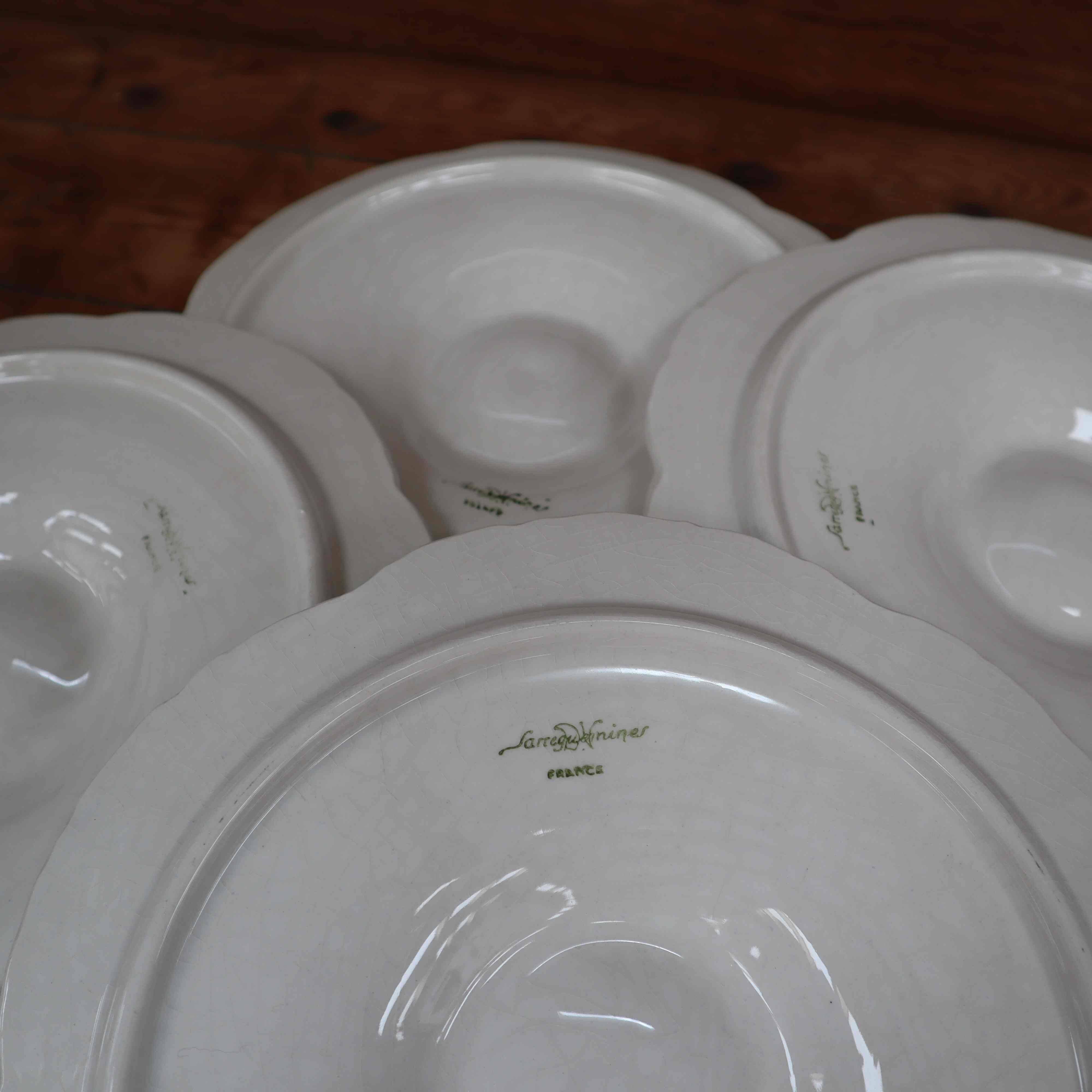 4 vintage off-white oyster plates Sarreguemines 60's