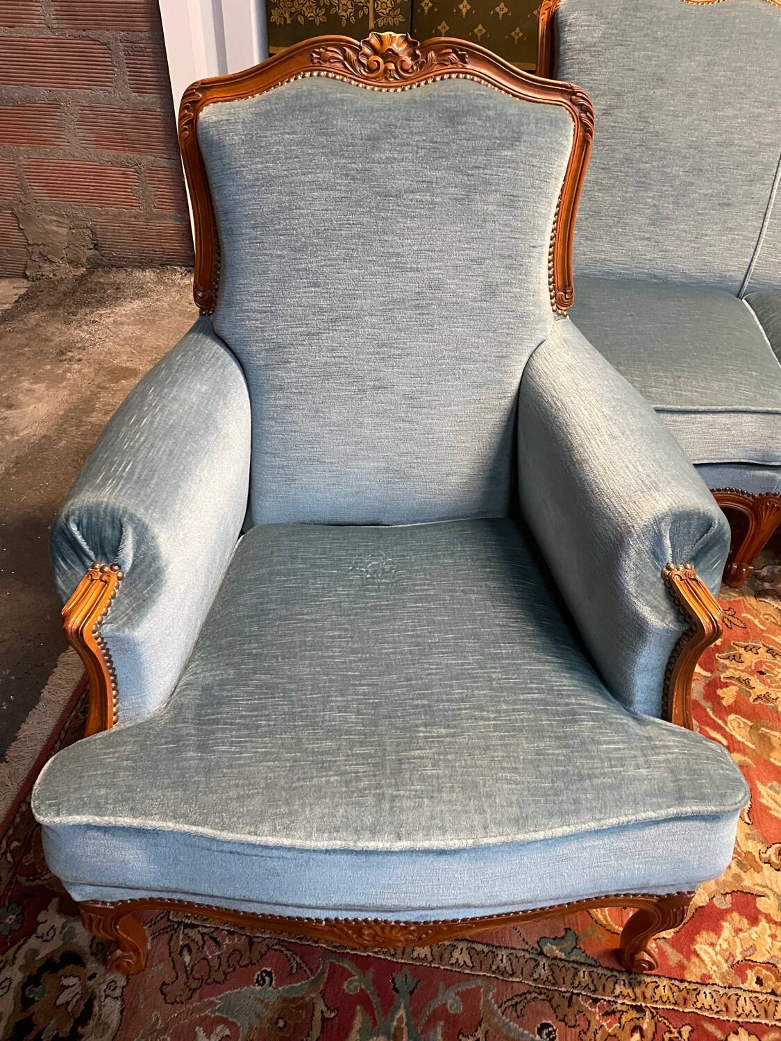 Louis XV style living room Sofa and pair of Armchairs