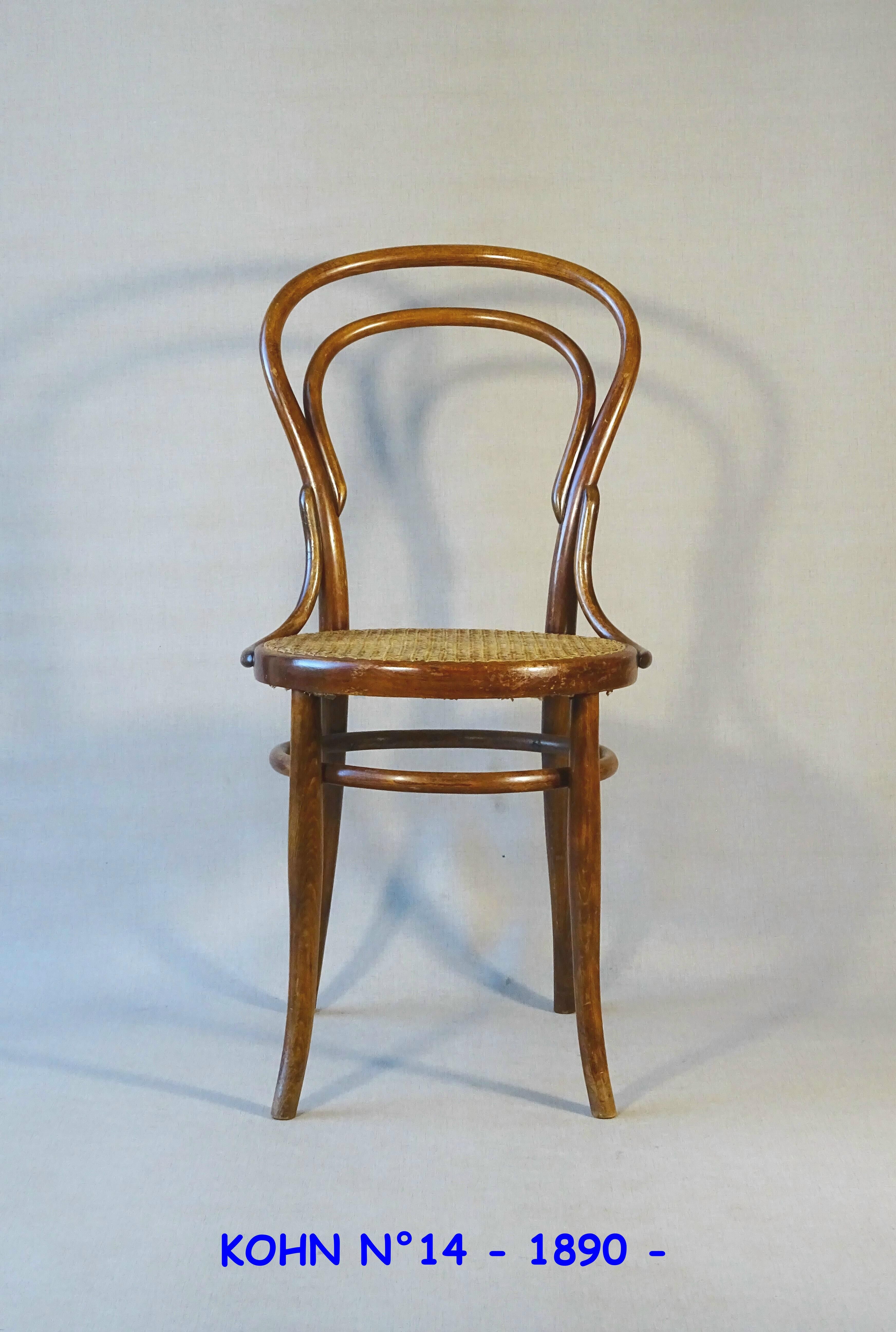 Bistro chair N°14 new canework, KOHN 1890
