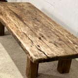Sturdy old industrial coffee table in oak