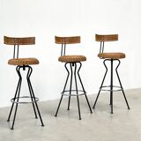 3 rattan barstools