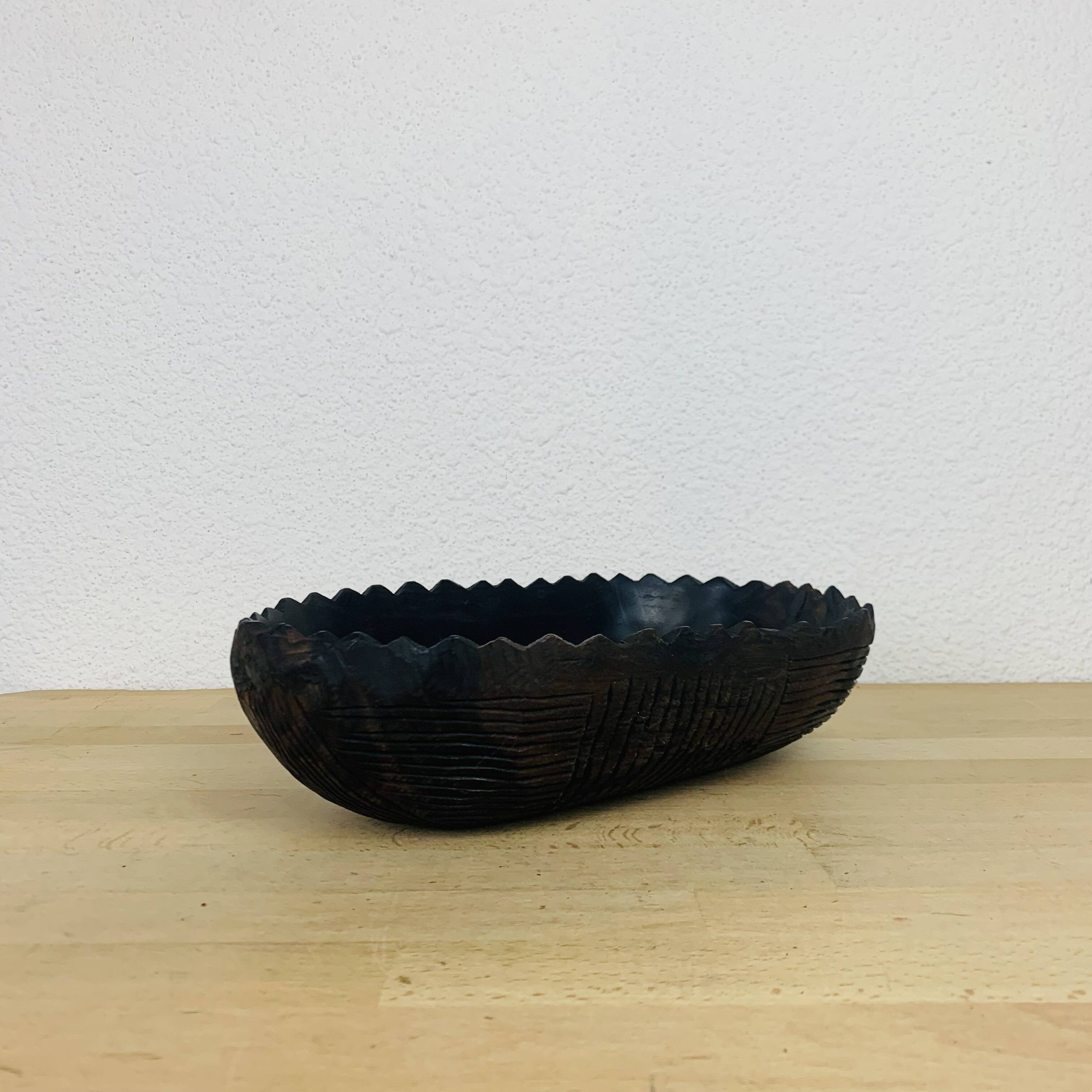 Ethnic style wooden fruit bowl