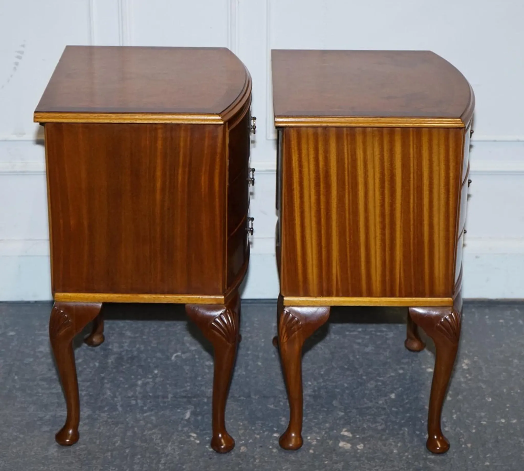 Art Deco Walnut Burl Bedside Tables, Set of 2