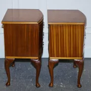 Art Deco Walnut Burl Bedside Tables, Set of 2