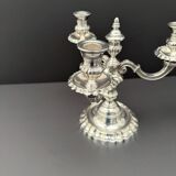 Pair of Chrysalia three-light silver-plated metal candlesticks