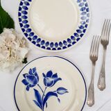Old flat plates mismatched in earthenware