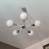 Sputnik chandelier with 5 globes. 1970. Space Age.