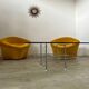 Old Italian design architectural coffee table from the 70s vintage glass and metal