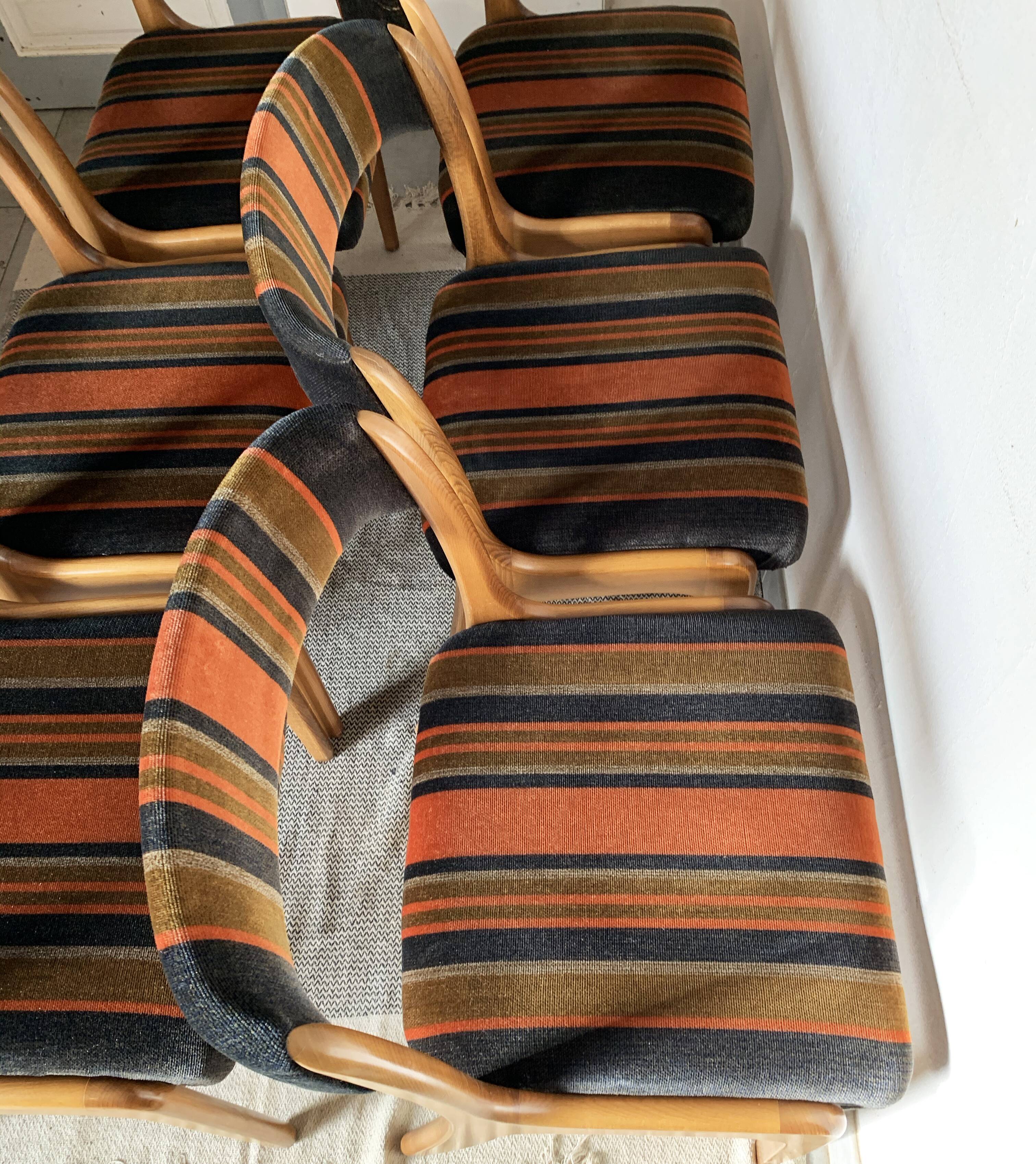 Set of 6 Baumann gondola chairs, Stamped NF