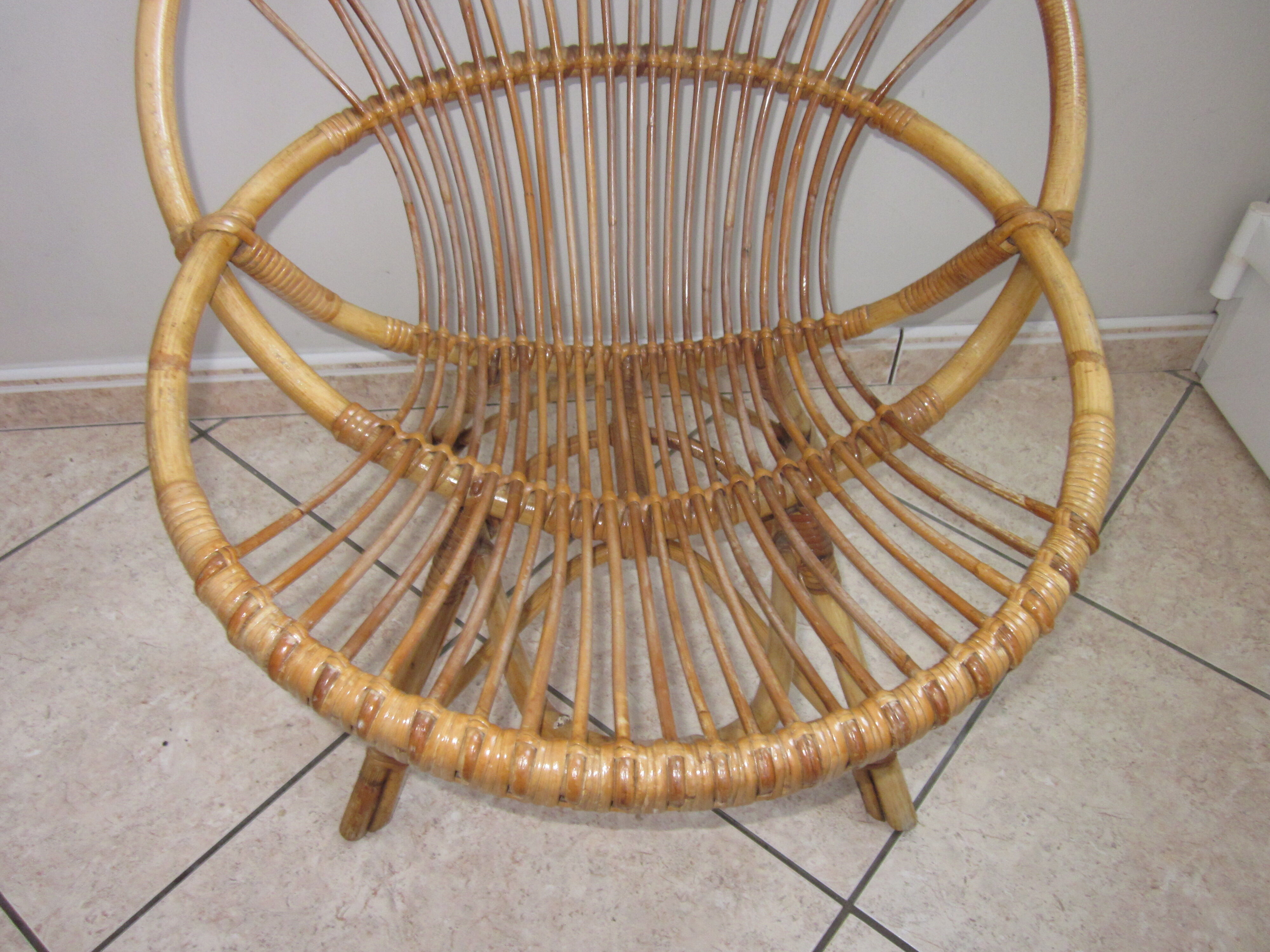 Adult rattan shell armchair from the years 60-70