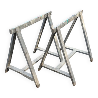 Wooden workshop trestles