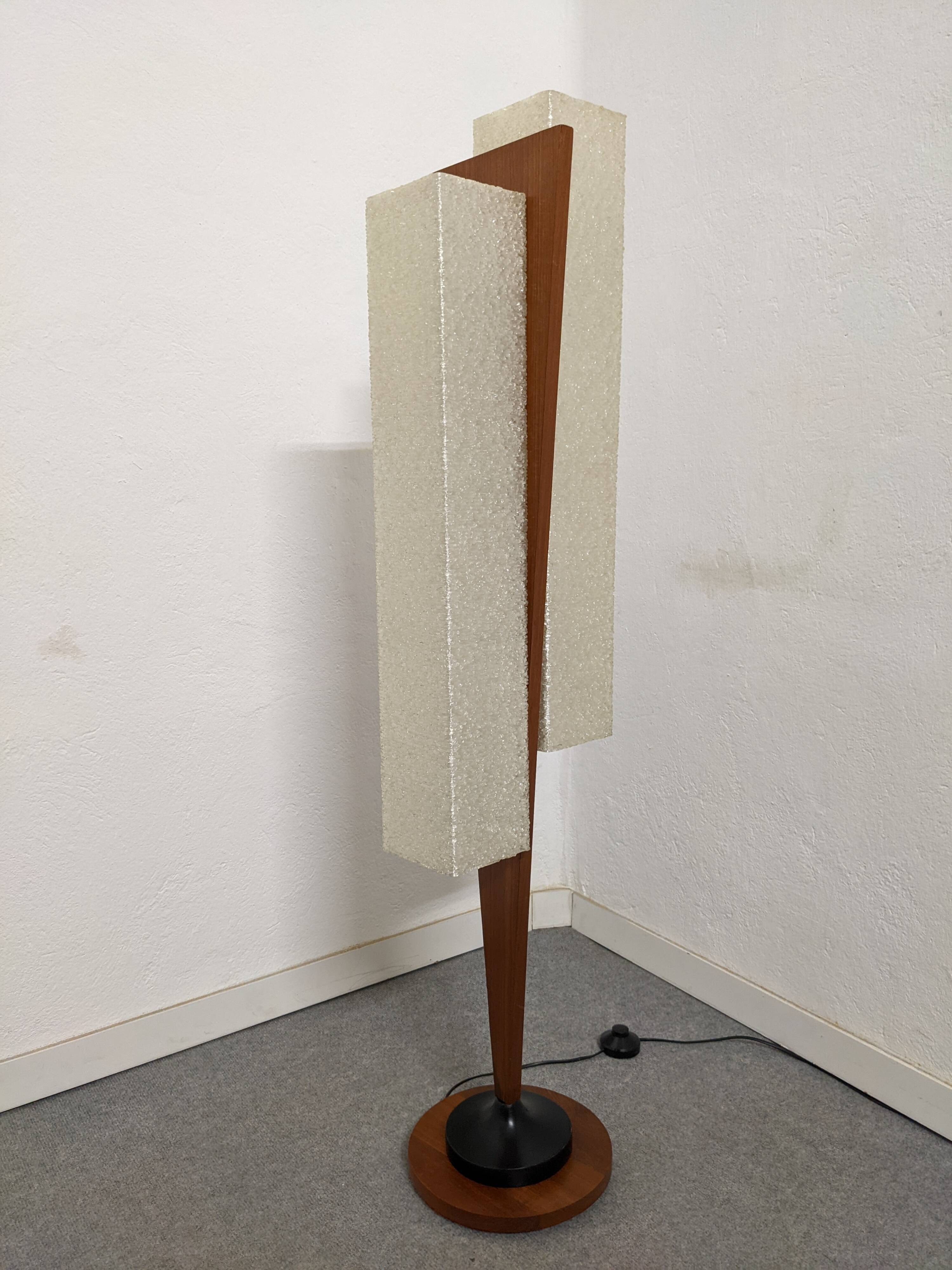 Danish floor lamp in teak and pearly resin from the 50s/60s