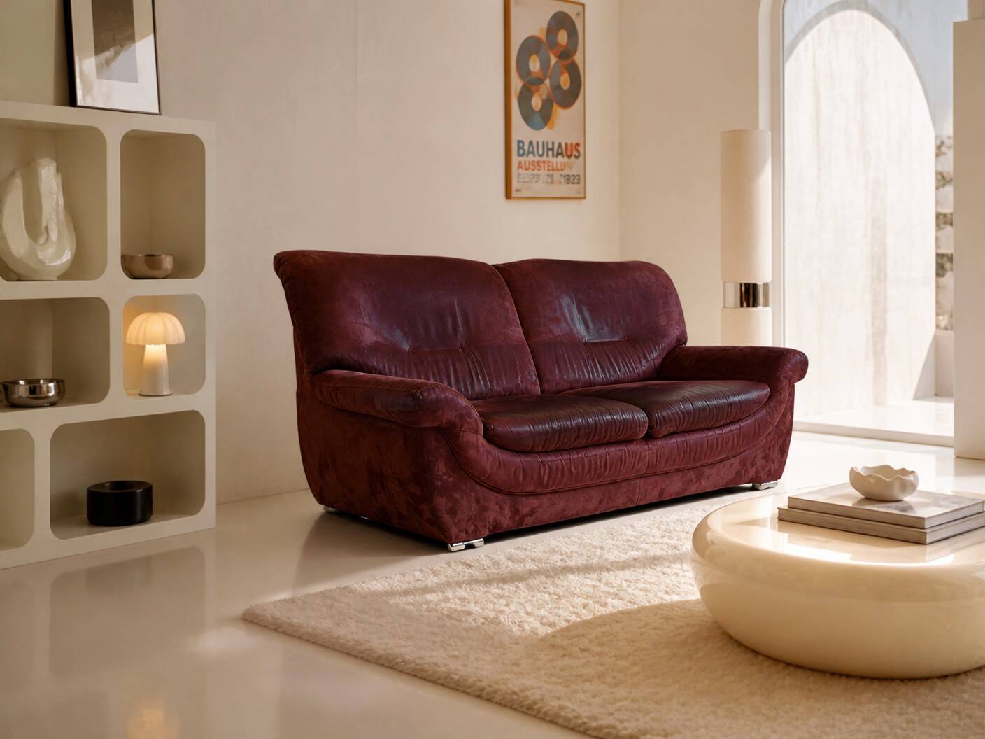 Vintage brown nubuck leather 2-seater sofa "Charisma" – 1980s