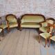 Empire Upholstered and Inlaid Walnut Living Room Set, Austria, 1810s, Set of 3