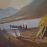 Painting „The Riverside Camp”, Scandinavian design, 19th century, by Vilhel