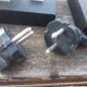 Hillebrand lamps chiseled glass 70s, set of 2