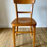 set of 4 Thonet bistro chairs in curved wood honey Mid-Century 50s