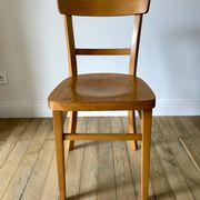 set of 4 Thonet bistro chairs in curved wood honey Mid-Century 50s