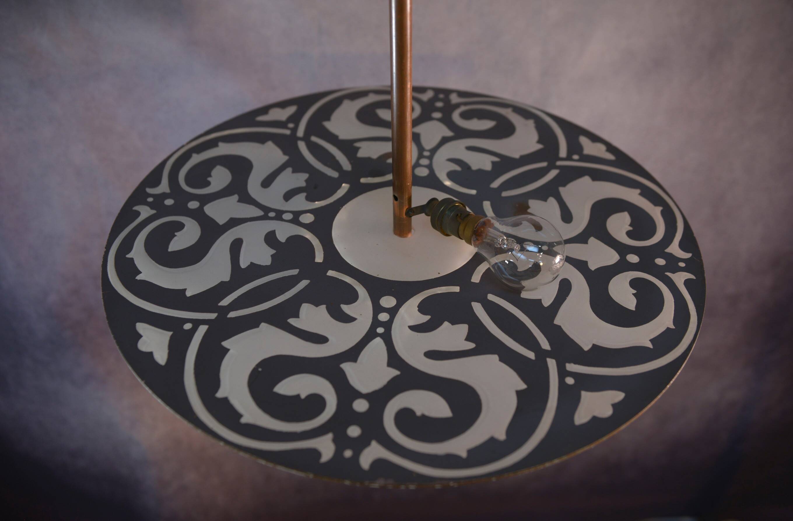 Art Deco chandelier in frosted and mirrored glass, 1940s