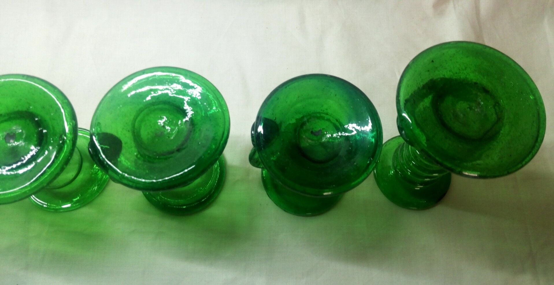 Set of 6 blown glass candle holders