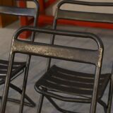 Set of 6 industrial folding chairs assembled by soldering 1950