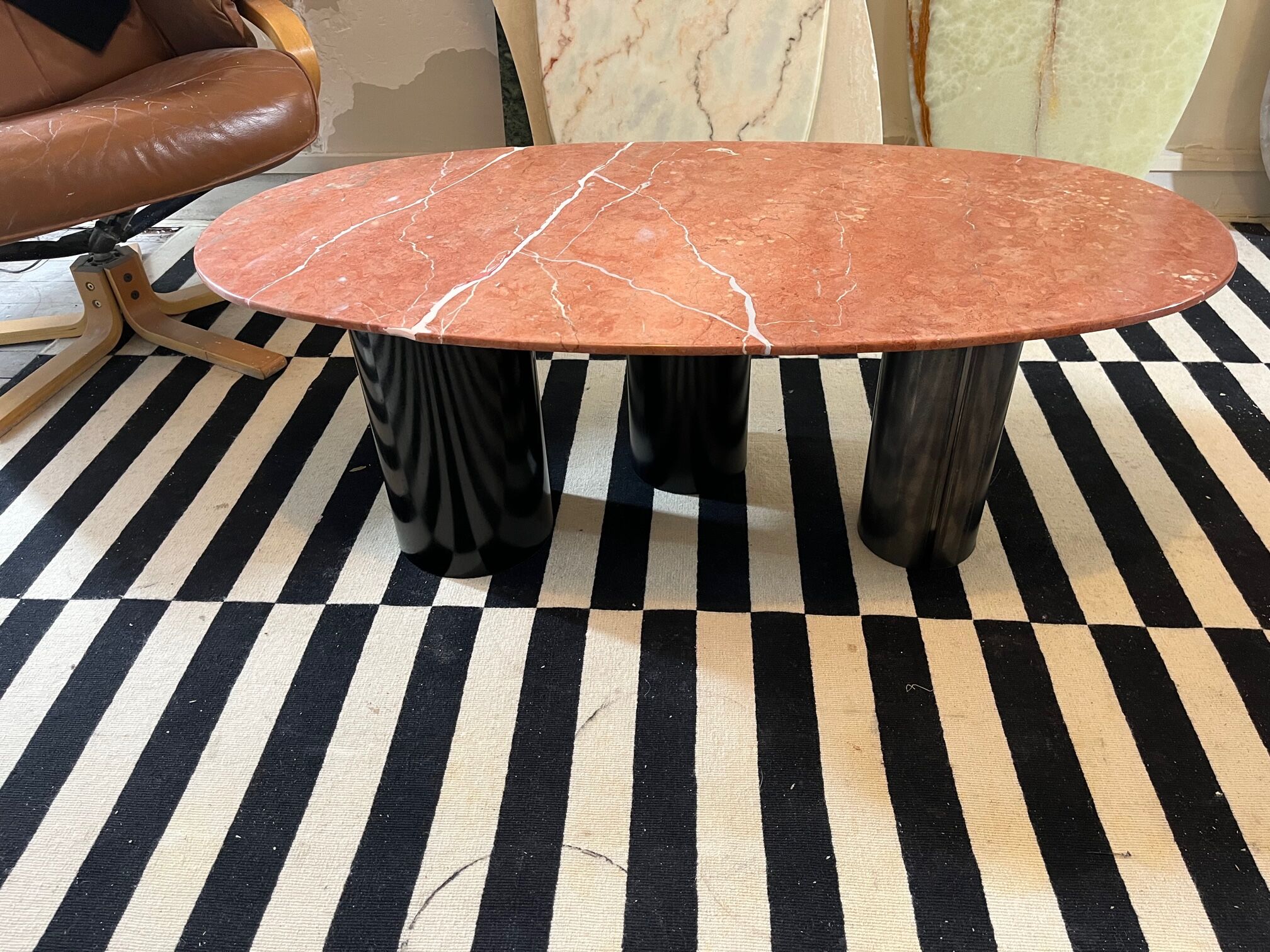 Terracotta marble coffee table and steel legs