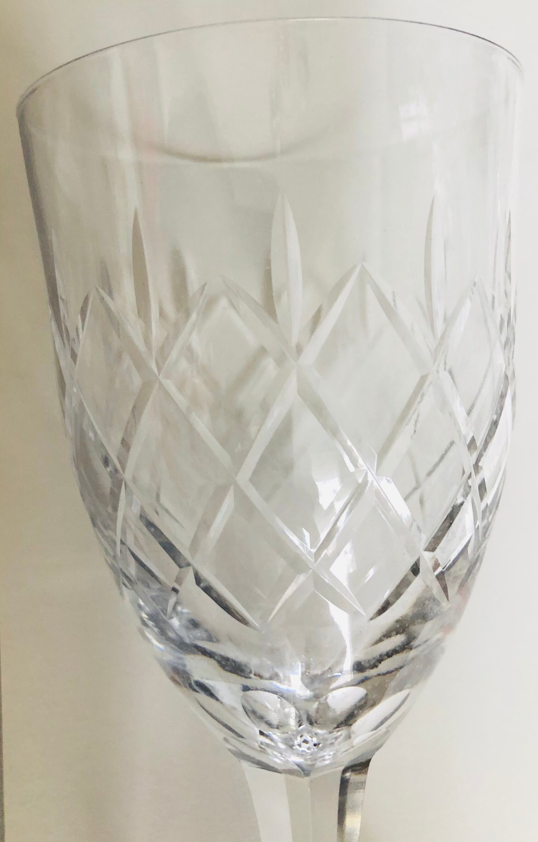 Set of six cut Lorraine crystal water glasses
