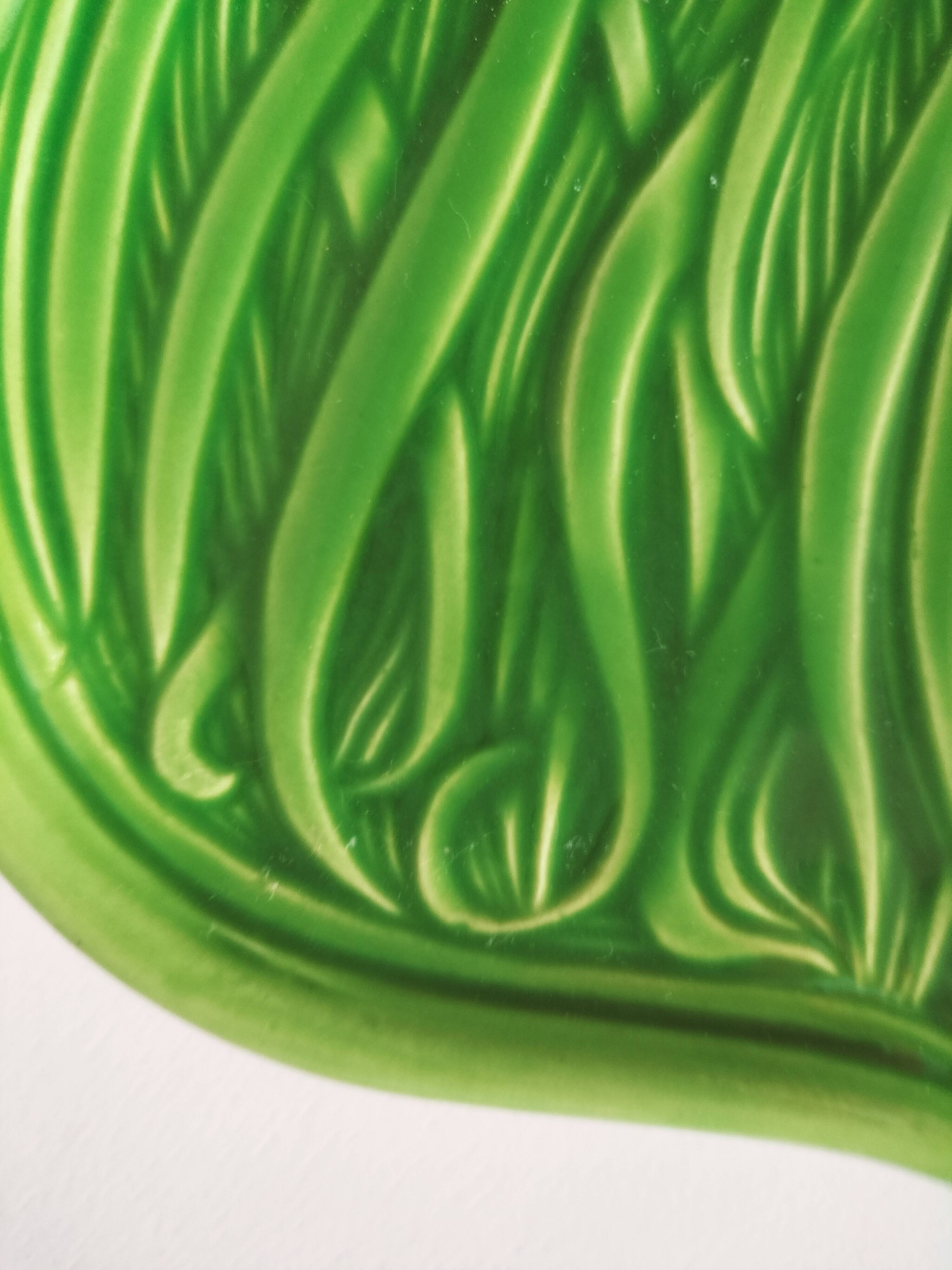 Beurrier barbotine feuille verte avec couteau bambou noir