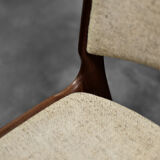 Vintage Scandinavian Modern Teak and Beige Wool Dining Chairs Model 89 by Erik Buch, 1950s, Set of 4