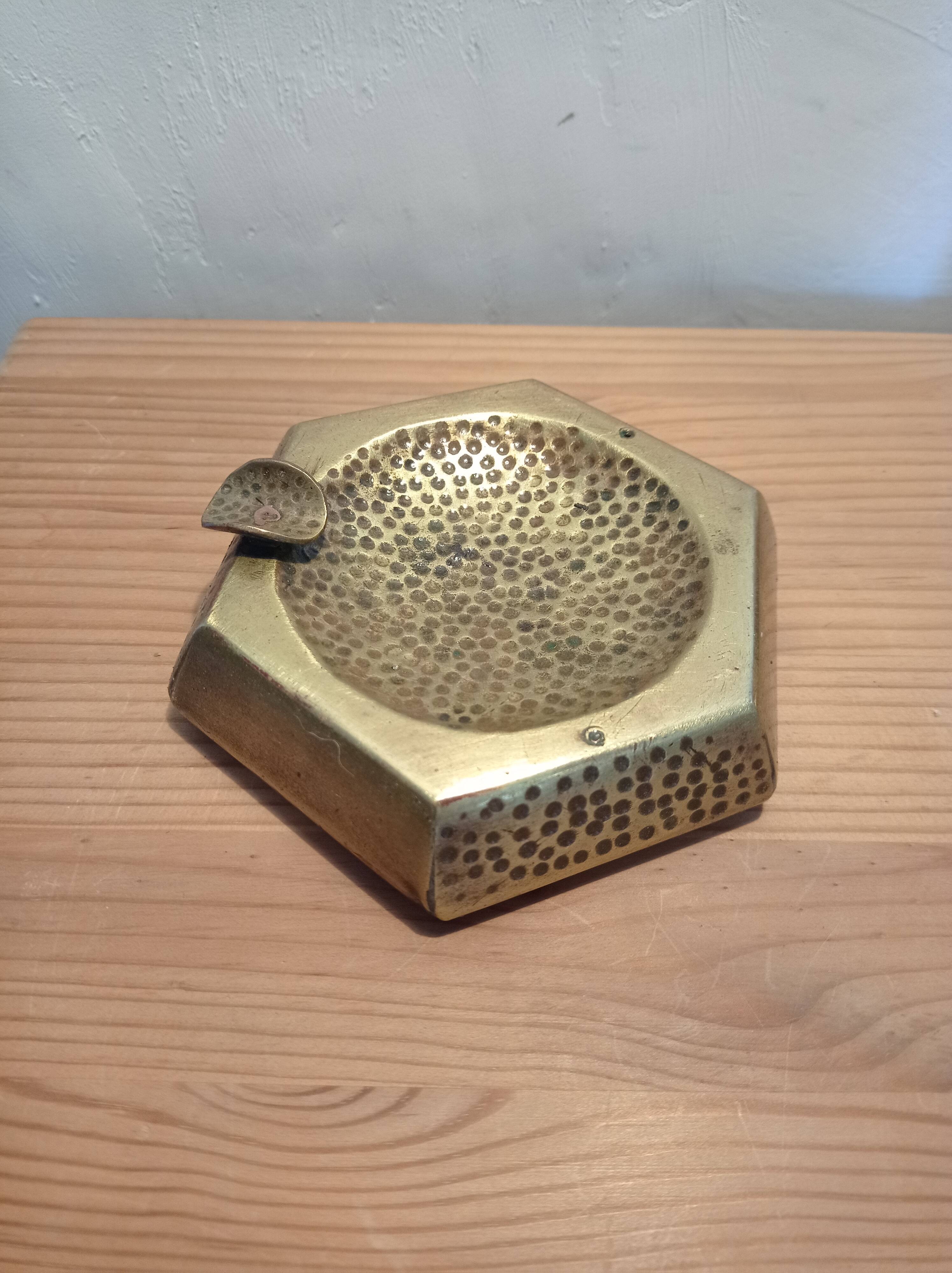 Hammered brass ashtray