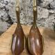 Pair of duck or swan in wood and brass sculpture
