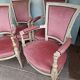 4 fauteuils Directoire en velours rose