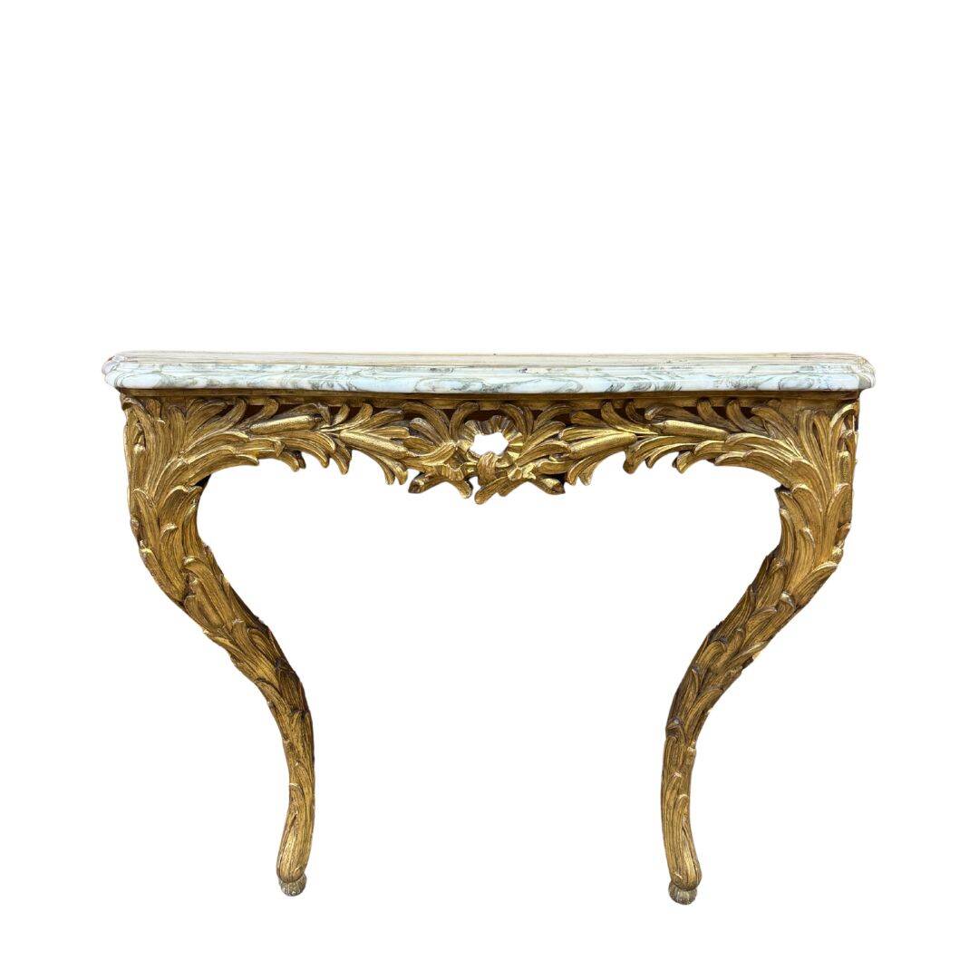 Gilded wooden console table – 1960s