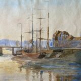 Aquarelle Pierre Bontemps (1886-1940) - Port maritime 1907
