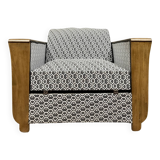 tulip armchair convertible into a bed, Art Deco period, light wood