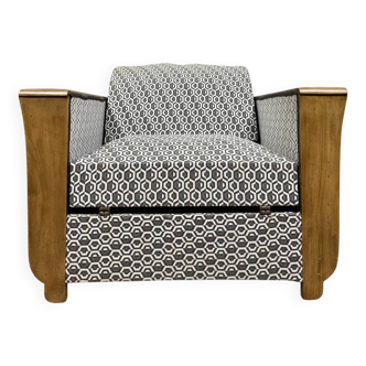 fauteuil tulipe convertible en lit époque Art Déco en bois clair