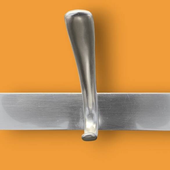 Vintage aluminum wall coat rack with three hooks - good condition