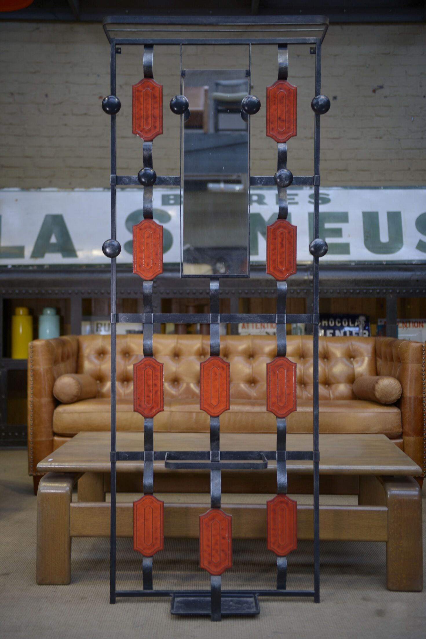 Vintage coat rack in ceramic and metal 1960