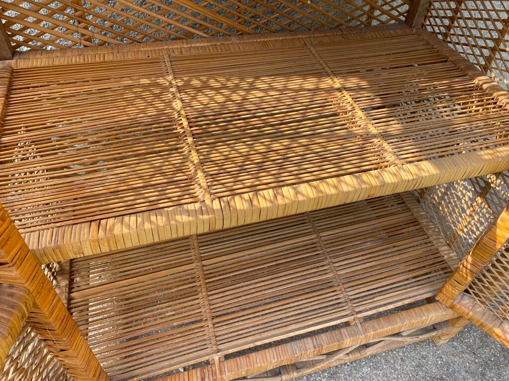 Cabinet library secretary wicker rattan year 60/70