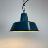 Suspension industrielle en émail bleu, années 1960