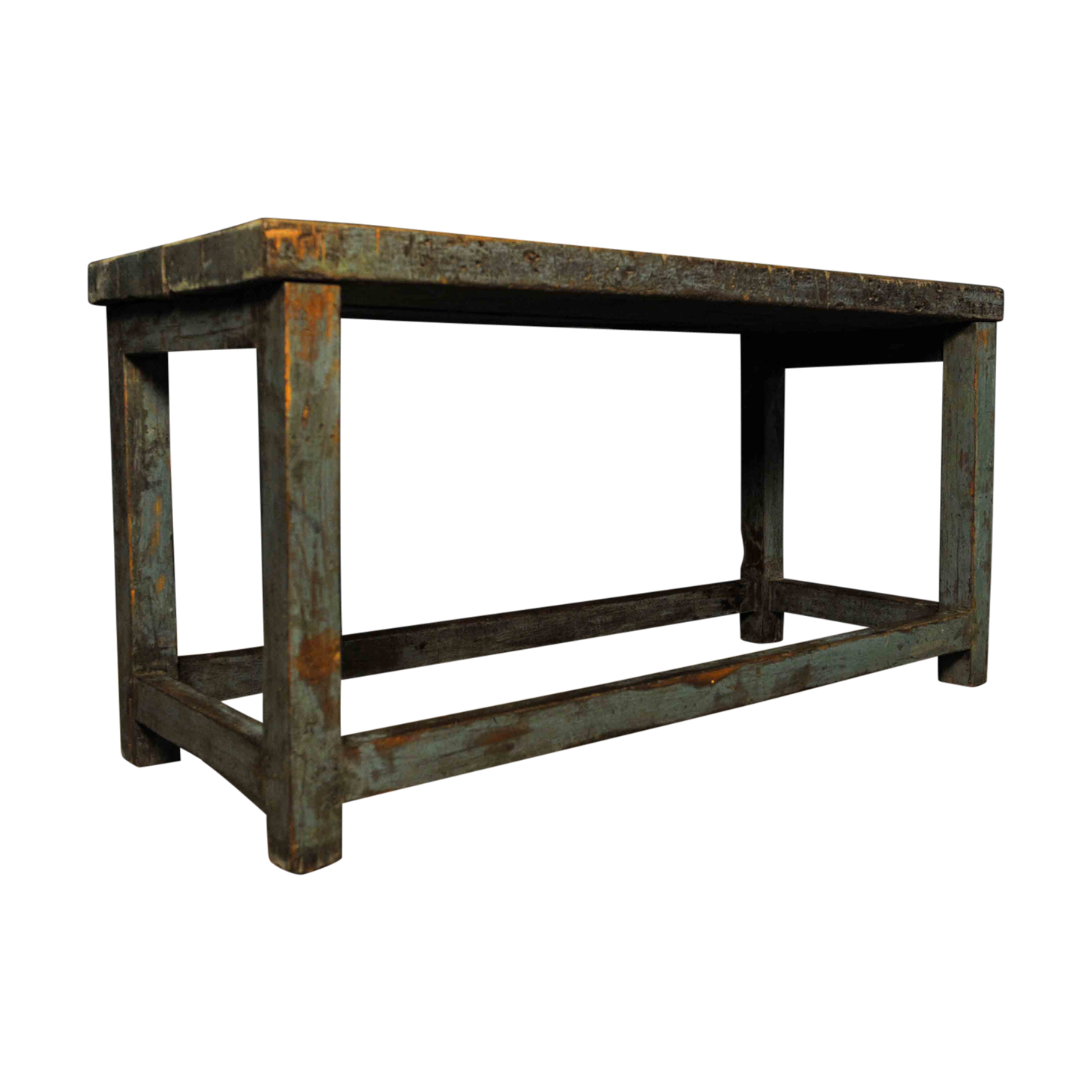 Blue weathered massive teak table