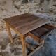 Table de ferme française ancienne en chêne avec tiroir latéral