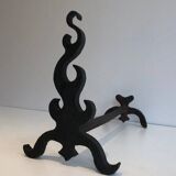 Paire de chenets en fonte et fer forgé