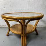 Rattan Coffee Table with glass top