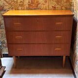 Scandinavian teak chest of drawers 1970 with 3 drawers