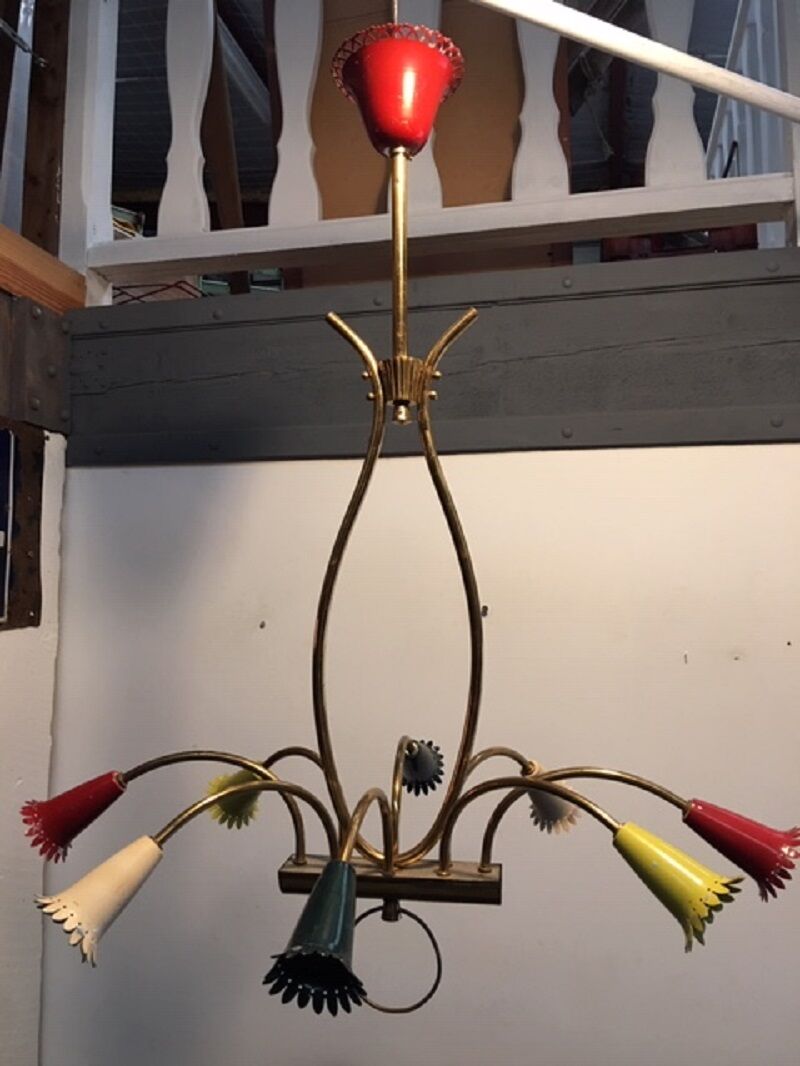 Italian brass chandelier 1950