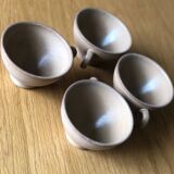 Set of 4 stoneware bowls with handle
