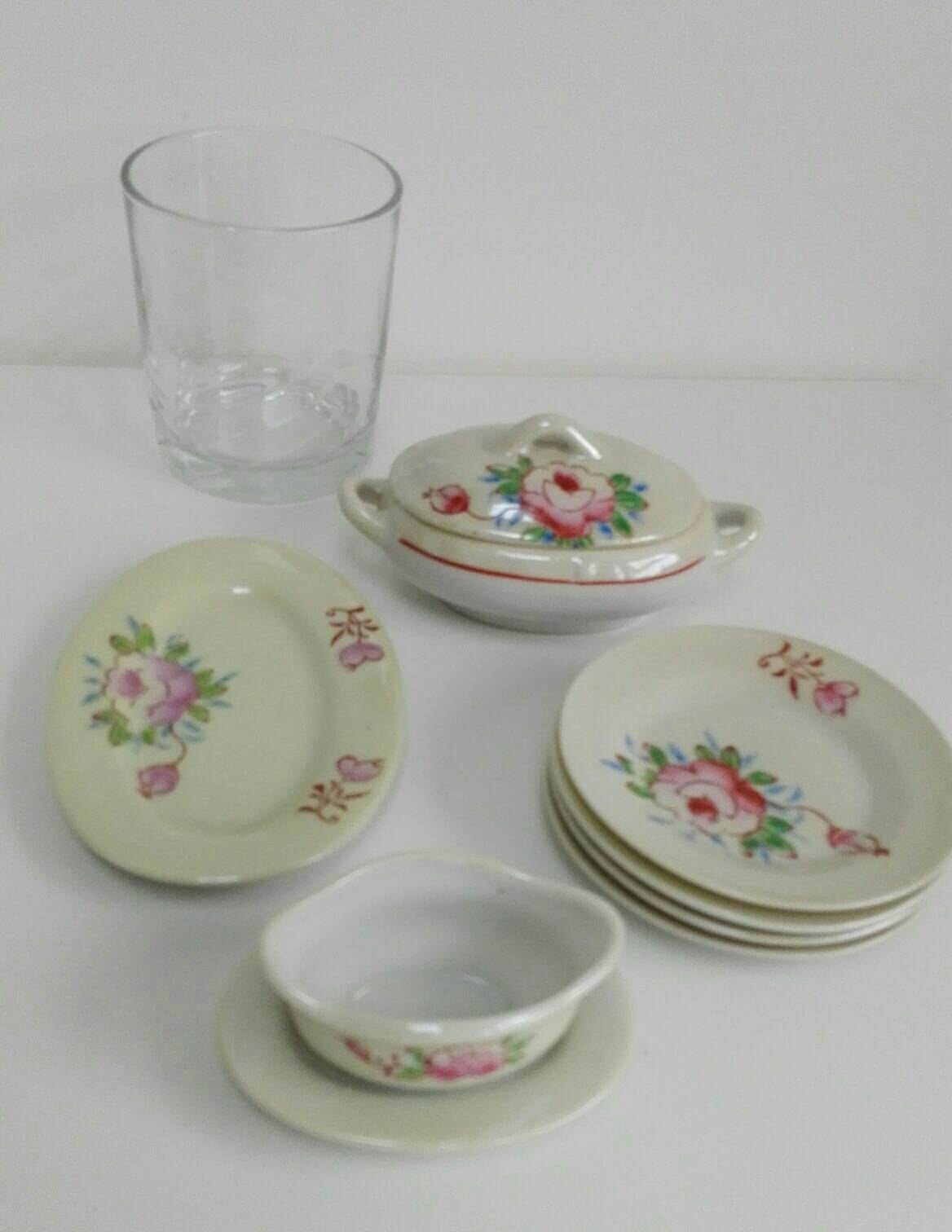 Antique iridescent porcelain dinette