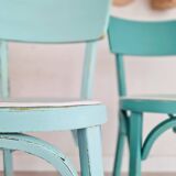 Pair of bistro chairs - blue stripes and velvet