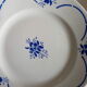 6 old flat plates, blue flower decoration, iron earth